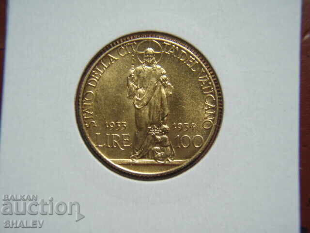 100 Lire 1933-34 Vatican (100 lire of the Vatican) AU/Unc (gold)