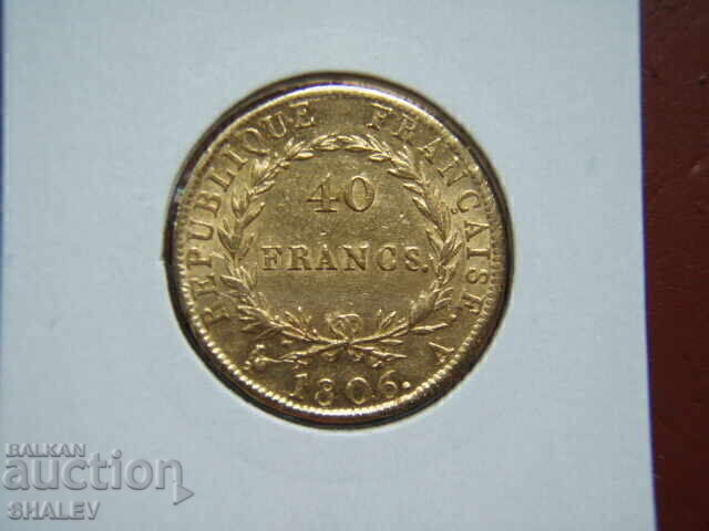 Παράδοση 40 Φράγκα 1806 A Γαλλία (40 franka Frantsiya)/2 - XF/AU (χρυσός)