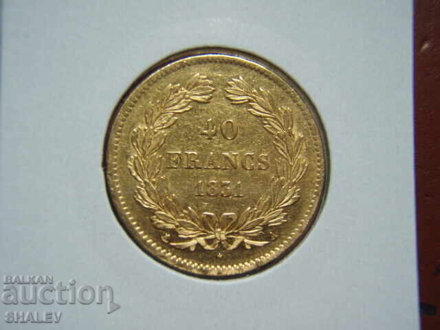 Livrarea 40 franci 1831 A Franța (40 franci Franța) - AU (aur) Livrarea 40 franci 1831 A Franța (40 franci Franța) - AU (aur)