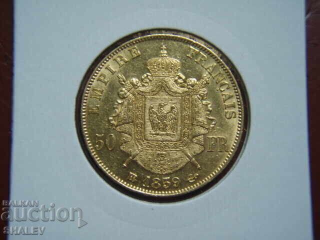 50 Franci 1859 BB Franța (50 franka Frantsiya) /2 - AU (zlato) cu preț 4079.89 BGN | € 2086.01