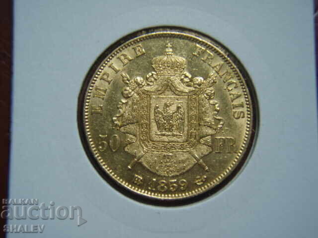 Licitație 50 Franci 1859 BB Franța (50 franka Frantsiya) /2 - AU (zlato)
