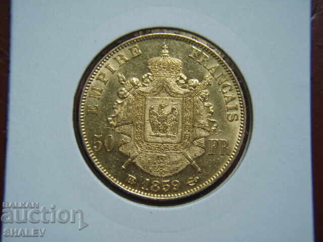 50 Franci 1859 BB Franța (50 franka Frantsiya) /2 - AU (zlato)
