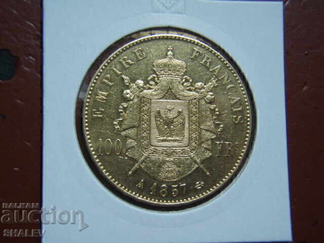 100 Franci 1857 A Franța (100 franka Frantsiya)/2 - AU (aur)