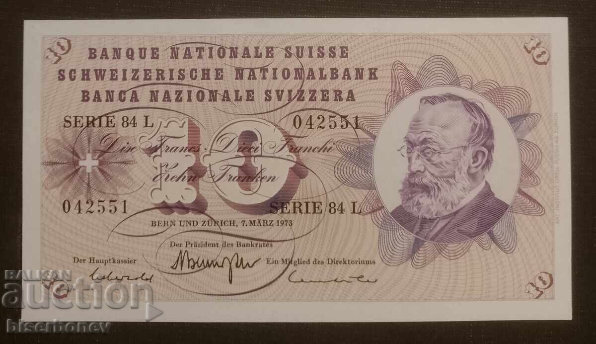 Швейцария 10 франка 1973 г, UNC