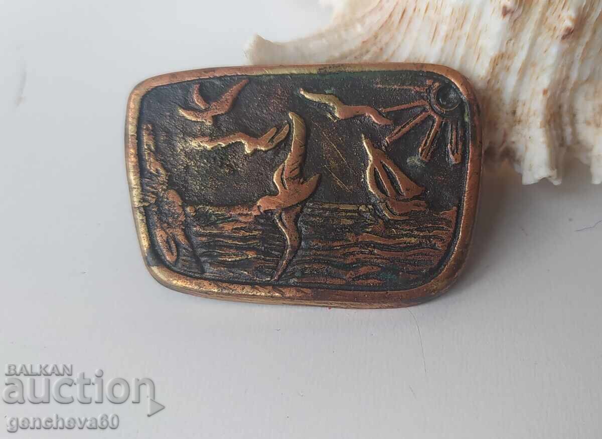 Antique Artisan Copper Brooch - 7