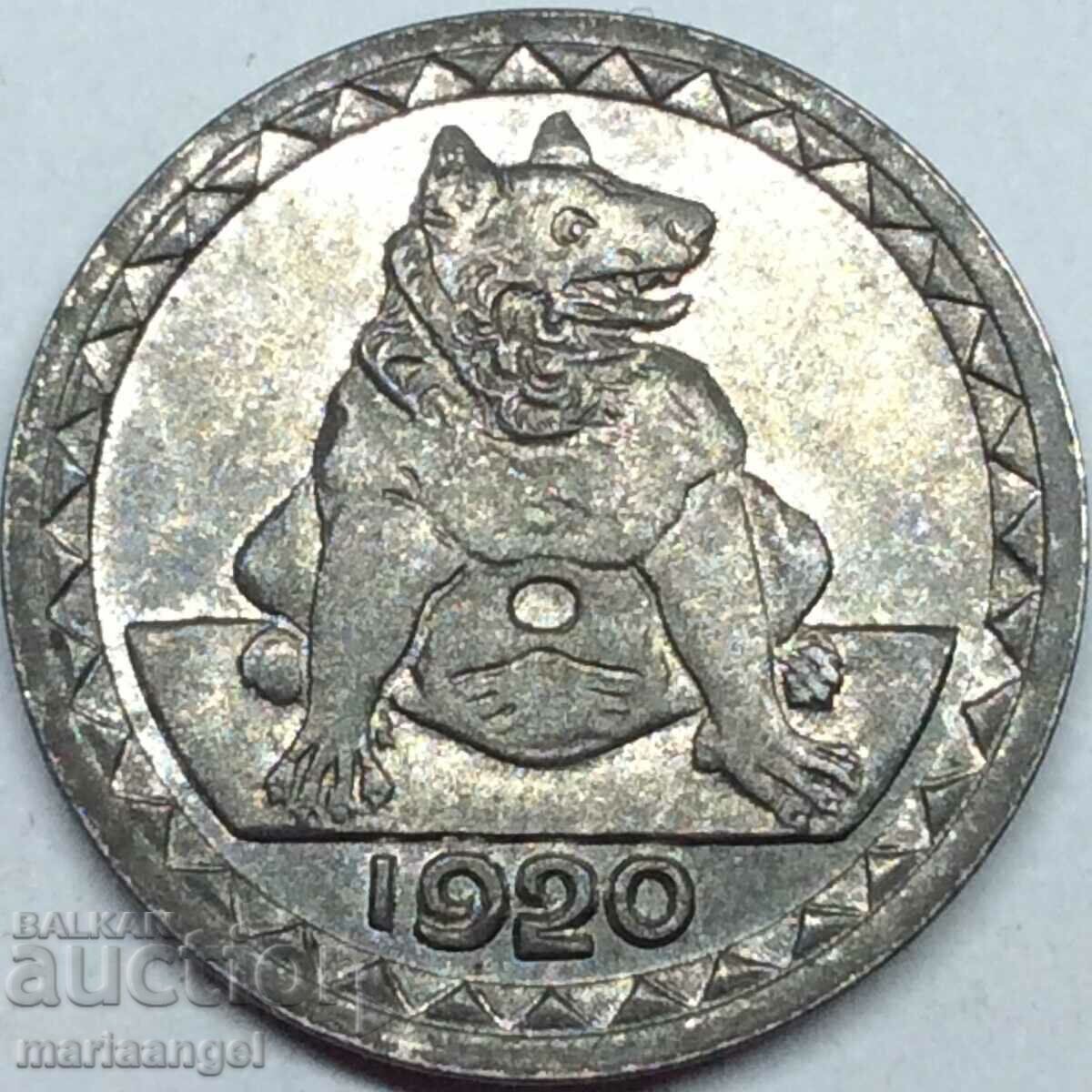 25 πφένιγκ 1920 Γερμανία Βαϊμάρη Άαχεν Νότγκελντ 24 χιλ