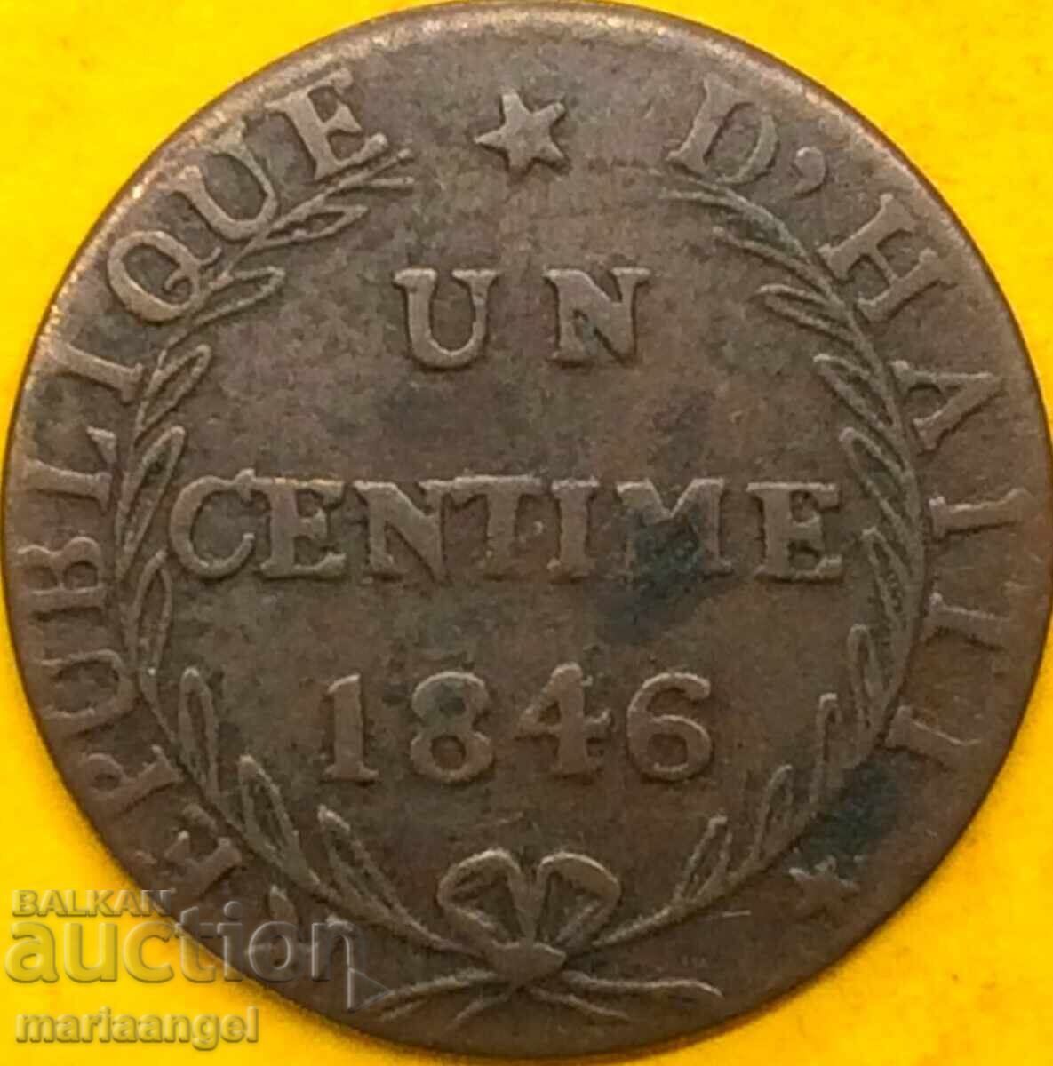Haiti 1 centime 1846 AN 43 copper with price 46.00 BGN | € 23.52