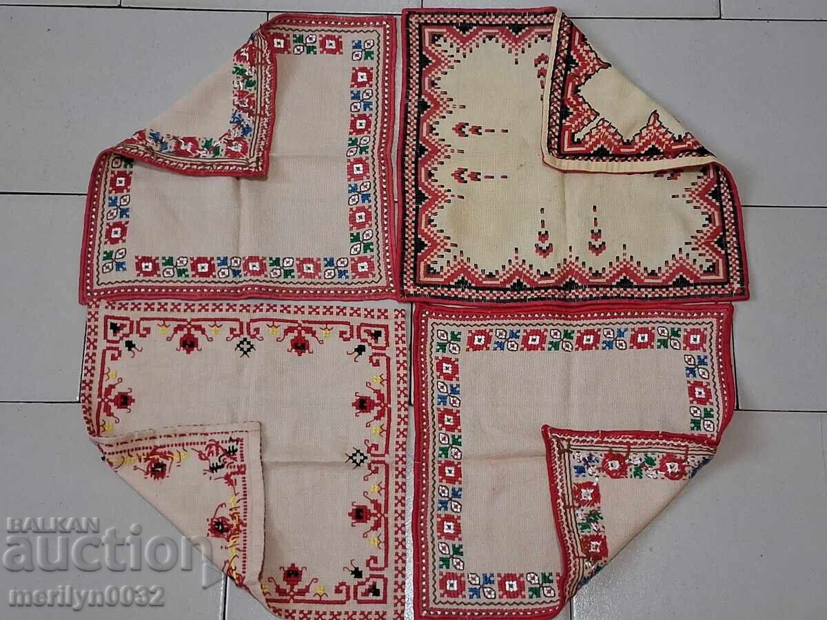 Old embroidered square 4 pcs tablecloth Bulgarian embroidery with price 64.00 BGN | € 32.72