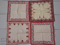 Old embroidered square 4 pcs tablecloth Bulgarian embroidery