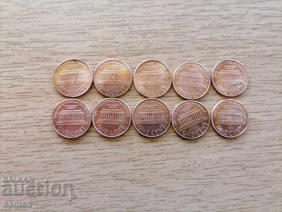 Lot of 1 cent US coins, 10 pieces with price 5.00 BGN | € 2.56 Lot of 1 cent US coins, 10 pieces with price 5.00 BGN | € 2.56