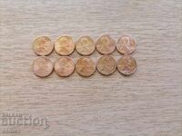 Lot of 1 cent US coins, 10 pieces