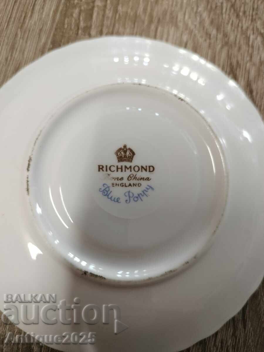 Δημοπρασία Κινέζικη κούπα με πιατάκι Richmond Bone China "Blue Poppy", Αγγλία