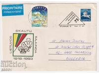 Plic călător cu timbre Crăciun 2003 Cavaler din stemă 1991 Lituania