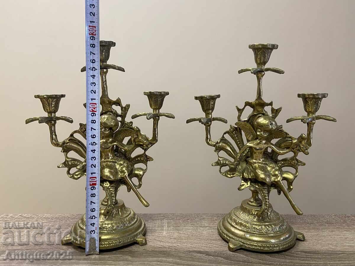 Винтидж бронзови свещници „Феи“ — чифт с цена 300.00 лв. | € 153.39 Винтидж бронзови свещници „Феи“ — чифт с цена 300.00 лв. | € 153.39