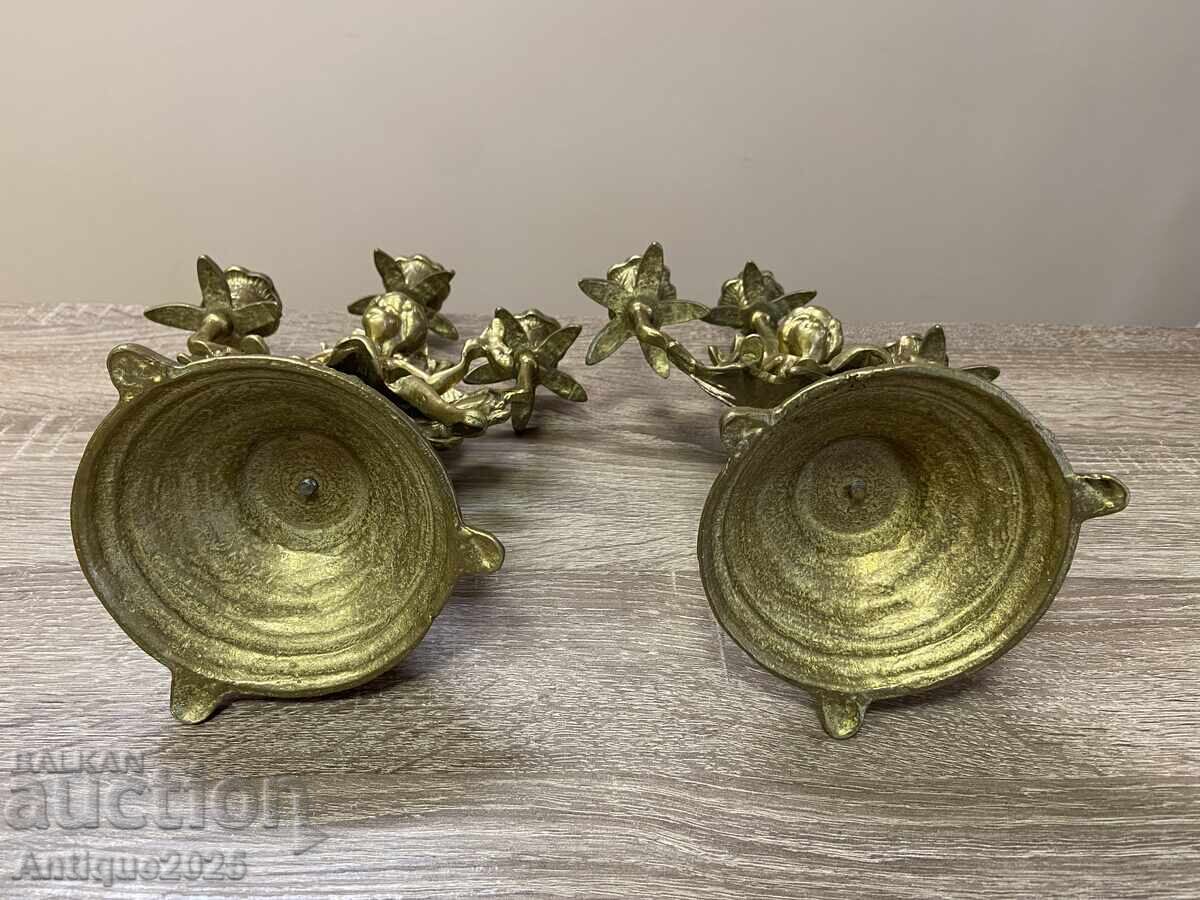 Винтидж бронзови свещници „Феи“ — чифт - 5 Винтидж бронзови свещници „Феи“ — чифт - 5