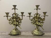 Винтидж бронзови свещници „Феи“ — чифт