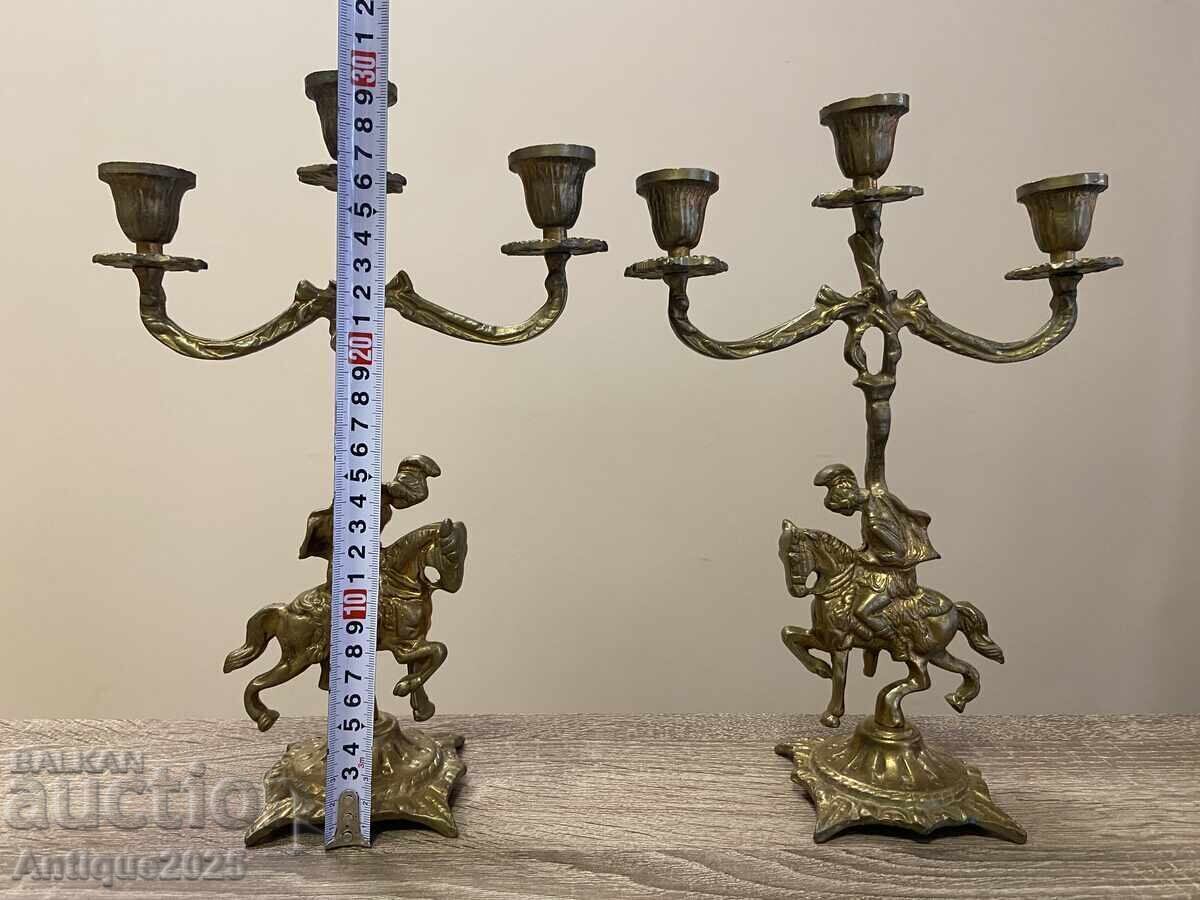 Sfeșnice vintage din bronz cu călăreți pe cai (pereche) cu preț € 150.00 | 293.37 BGN
