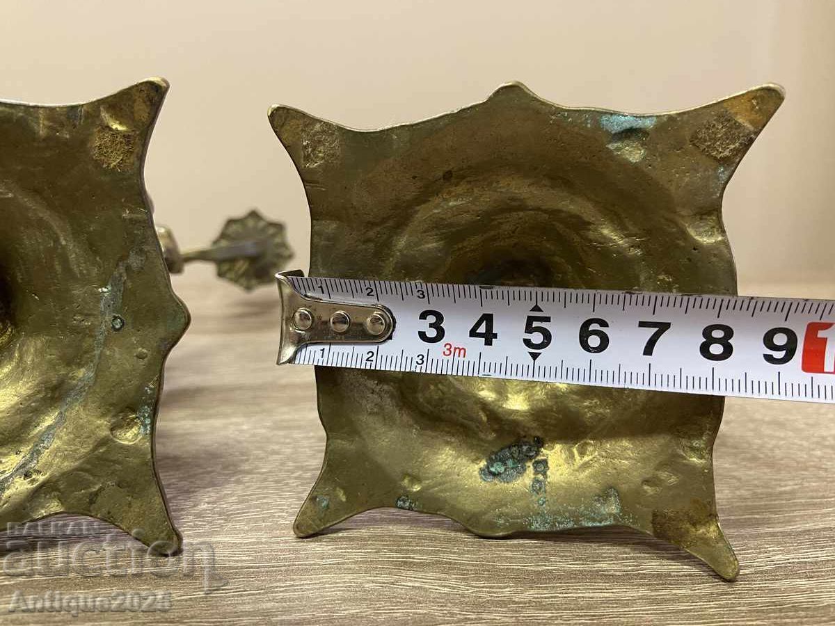 Αντίκες μπρούτζινα κηροπήγια με αναβάτες σε άλογα (ζεύγος) - 6