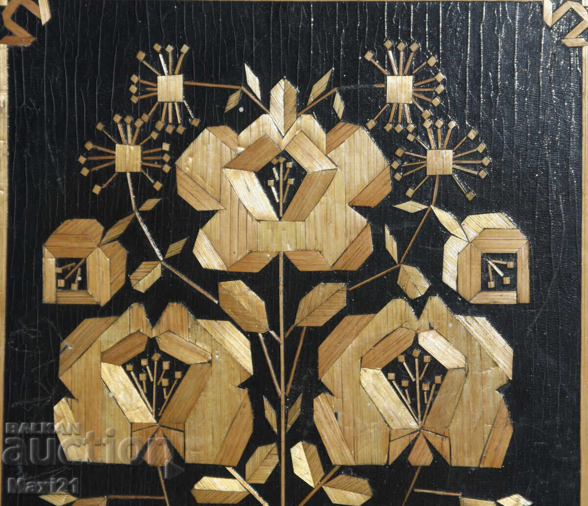 Auction  Handmade, wooden inlaid panel