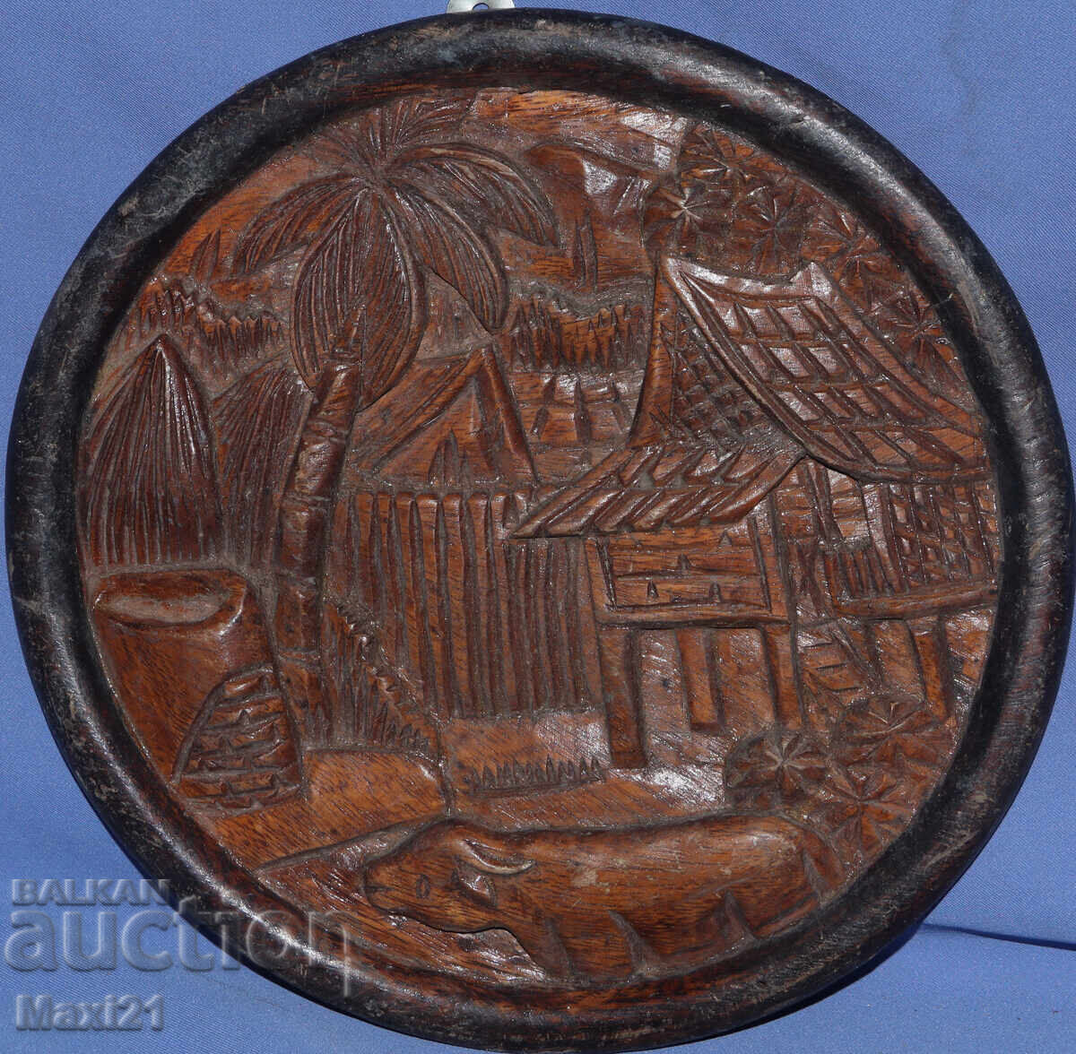 Decorative handmade wooden panel, landscape