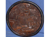 Panou decorativ din lemn lucrat manual, peisaj