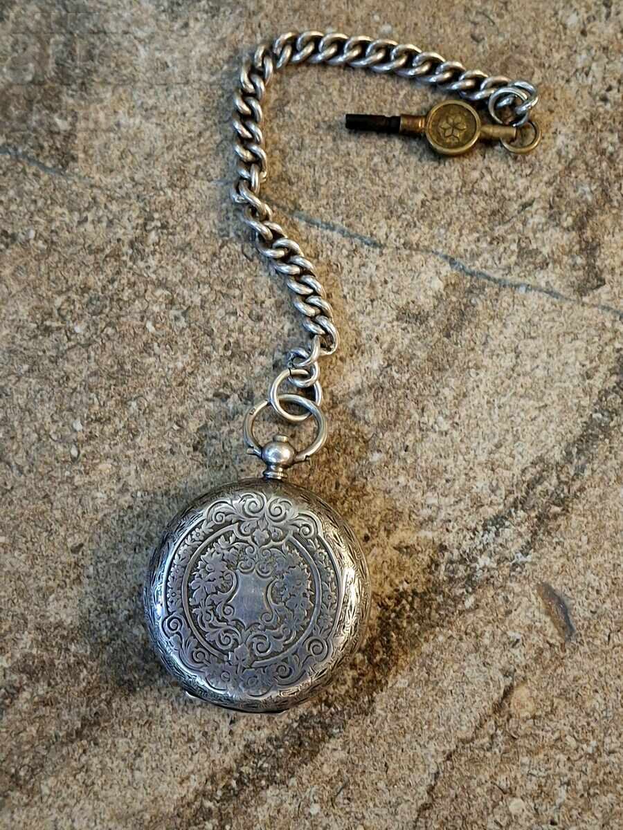 Pocket watch, fob chain, jewelry, silver, blinking with price 300.00 BGN | € 153.39 Pocket watch, fob chain, jewelry, silver, blinking with price 300.00 BGN | € 153.39