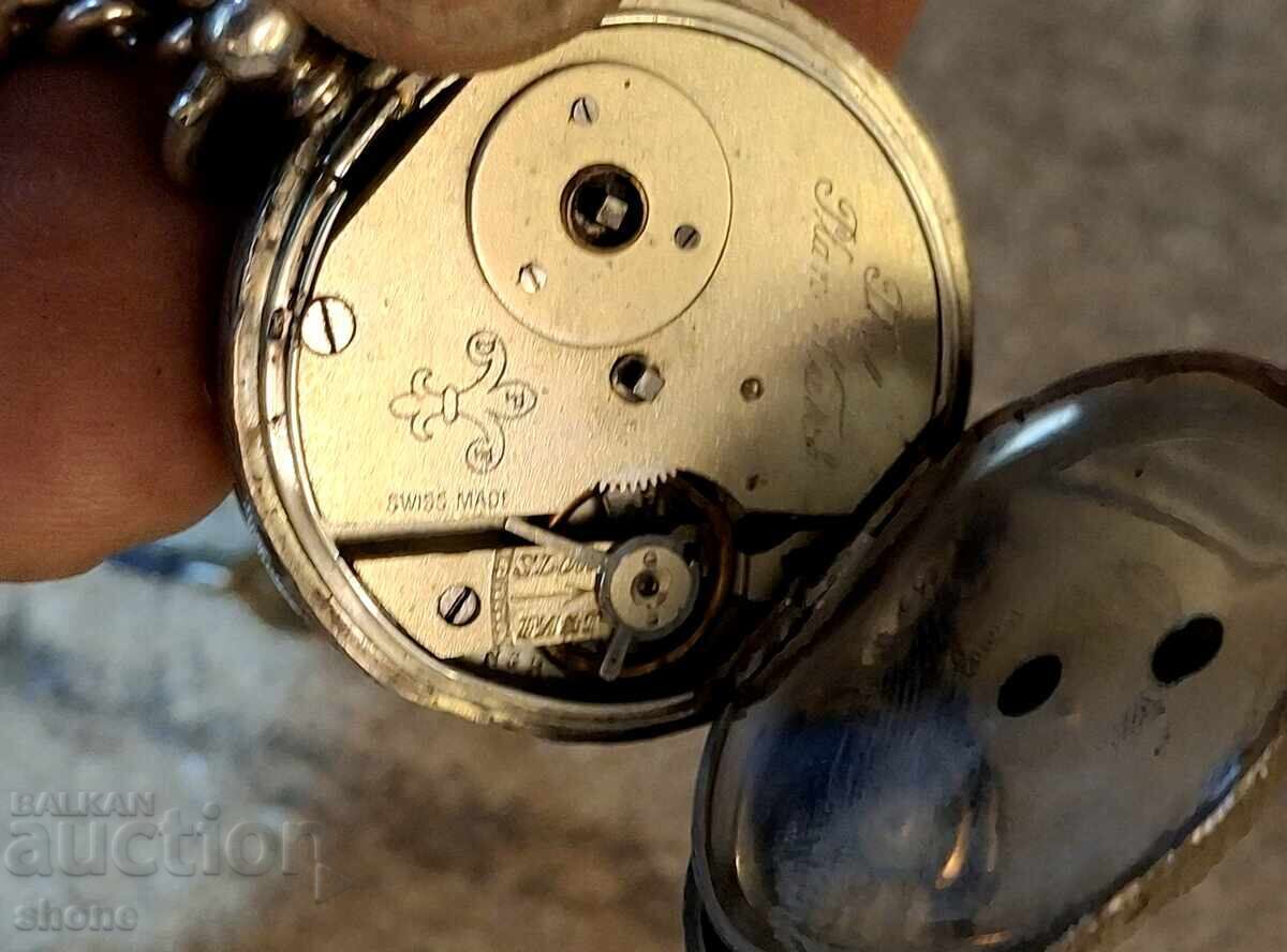 Delivery of Pocket watch, fob chain, jewelry, silver, blinking Delivery of Pocket watch, fob chain, jewelry, silver, blinking