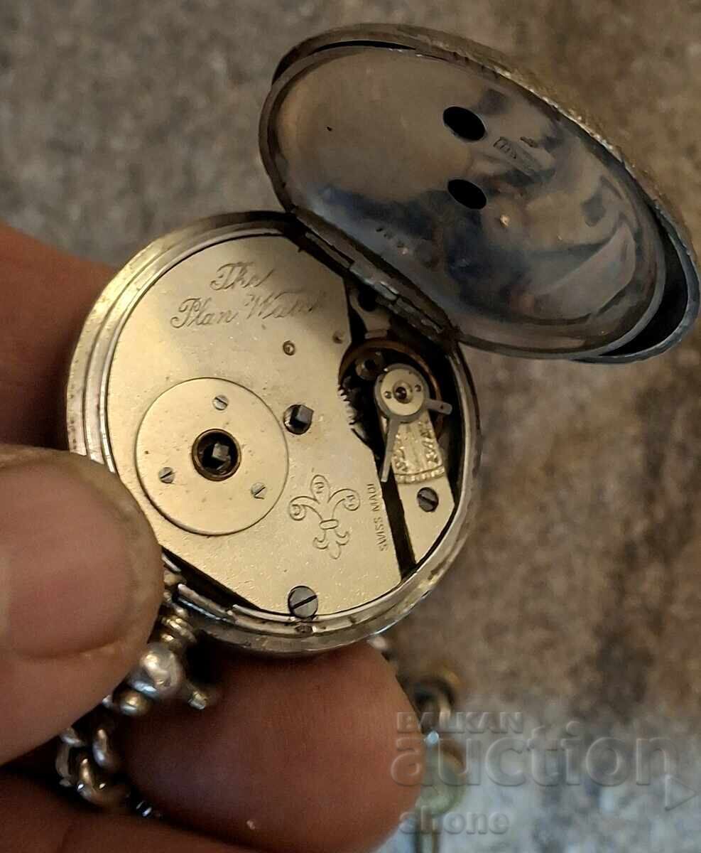 Pocket watch, fob chain, jewelry, silver, blinking - 5 Pocket watch, fob chain, jewelry, silver, blinking - 5