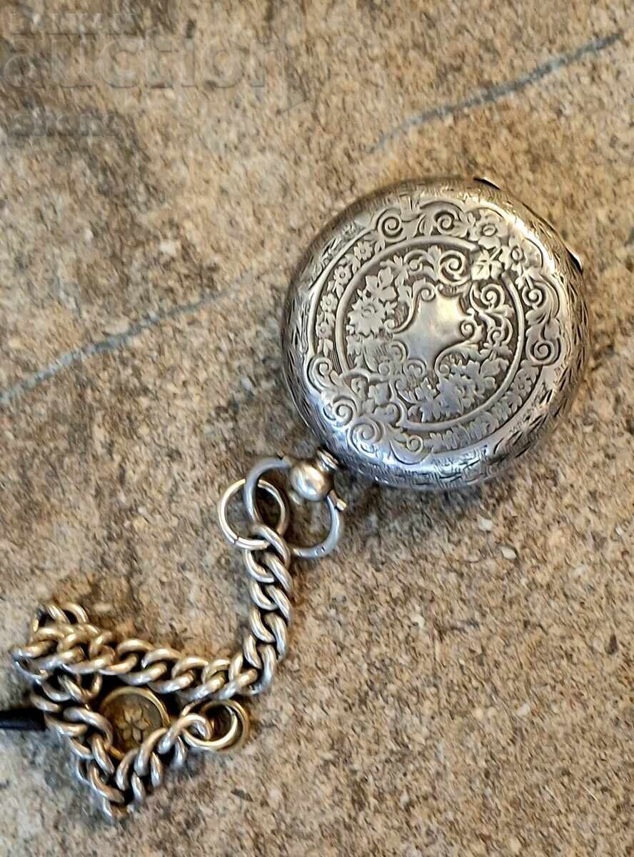 Pocket watch, fob chain, jewelry, silver, blinking - 7 Pocket watch, fob chain, jewelry, silver, blinking - 7