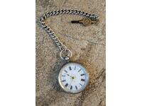 Pocket watch, fob chain, jewelry, silver, blinking