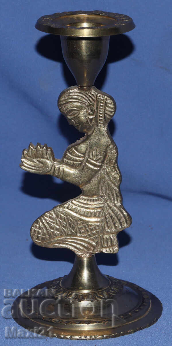 Decorative brass candlestick, figure of a woman with price 100.00 BGN | € 51.13