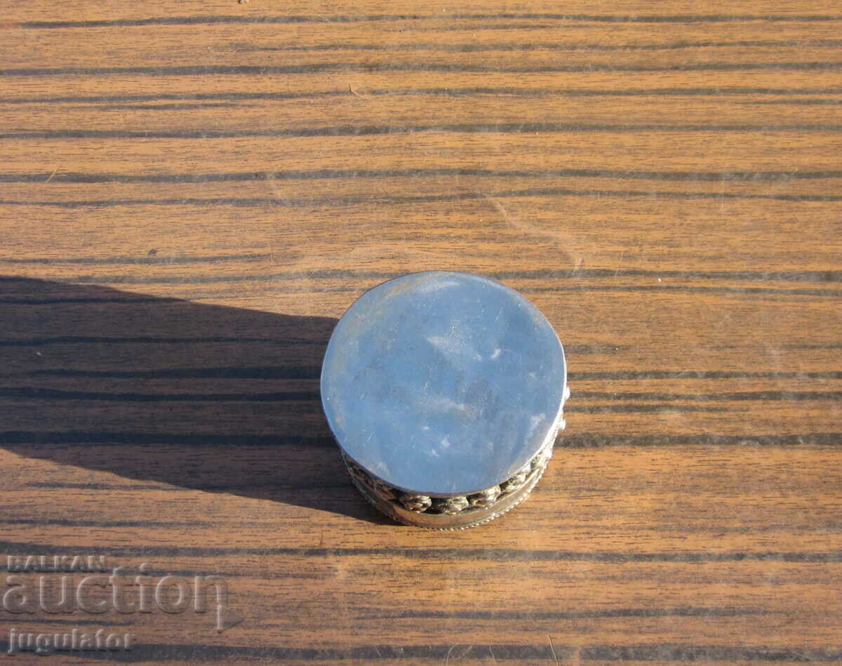 old box small silver plated jewelry box with agates - 7 old box small silver plated jewelry box with agates - 7