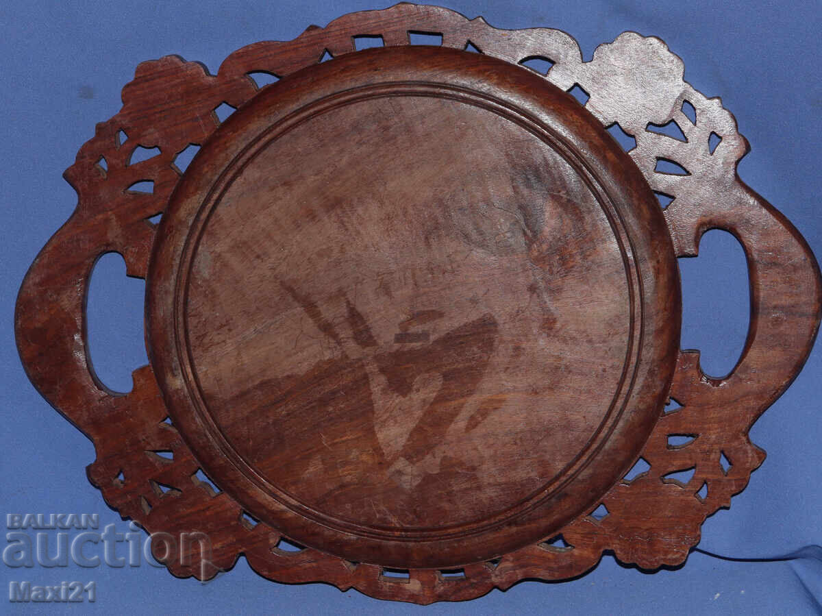 Decorative hand-carved wooden tray - 5
