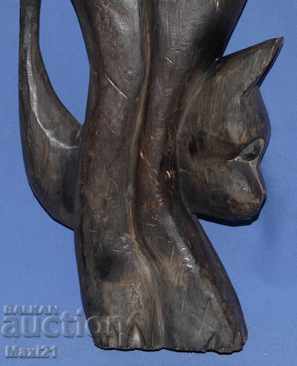 Wood carving sculpture cat - 5