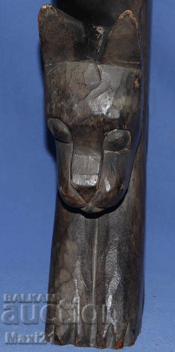 Wood carving sculpture cat - 7