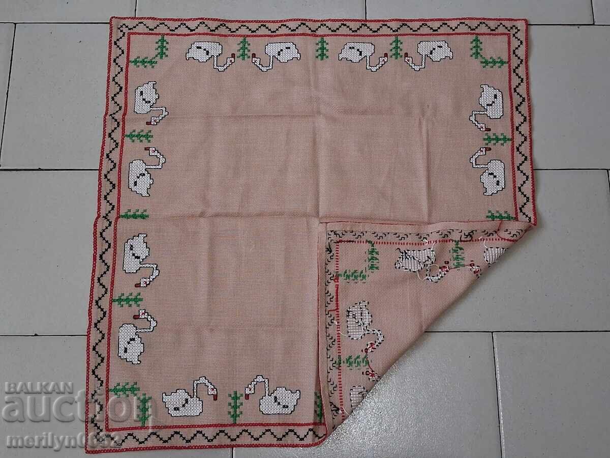 Auction  Old embroidered check, tablecloth, milo, Bulgarian embroidery