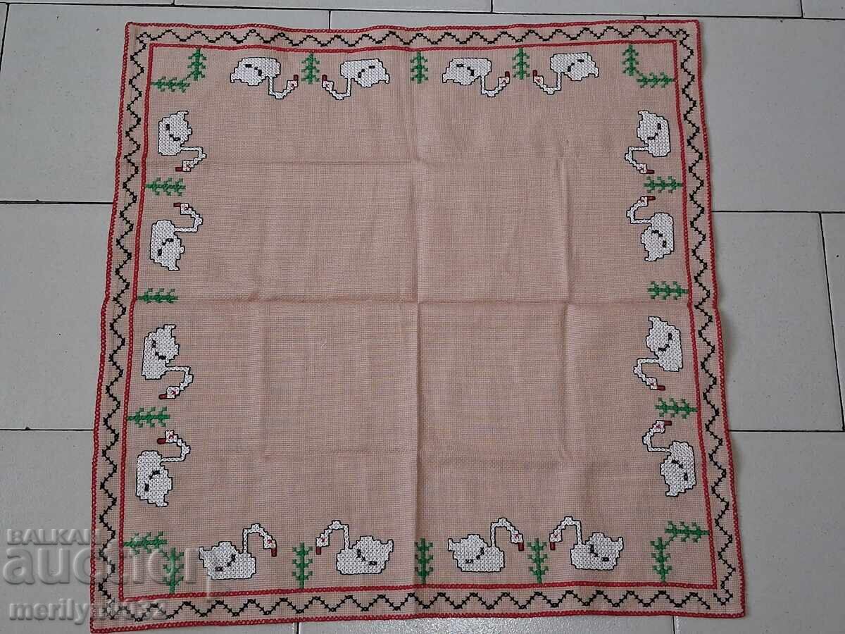 Old embroidered check, tablecloth, milo, Bulgarian embroidery