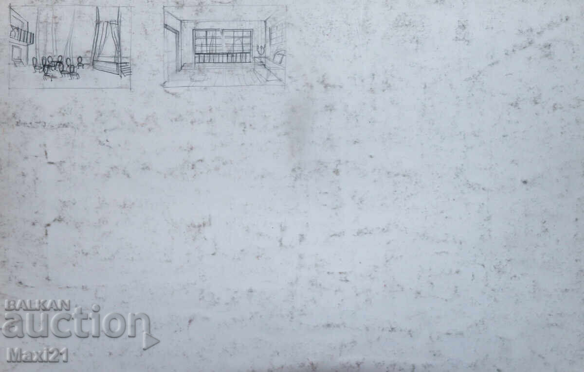 Gouache painting, scenography, interior - 7