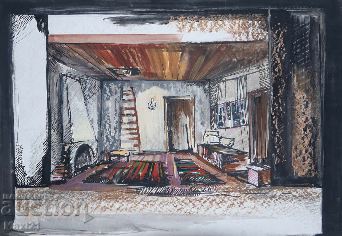 Аукцион Картина гваш сценография декор