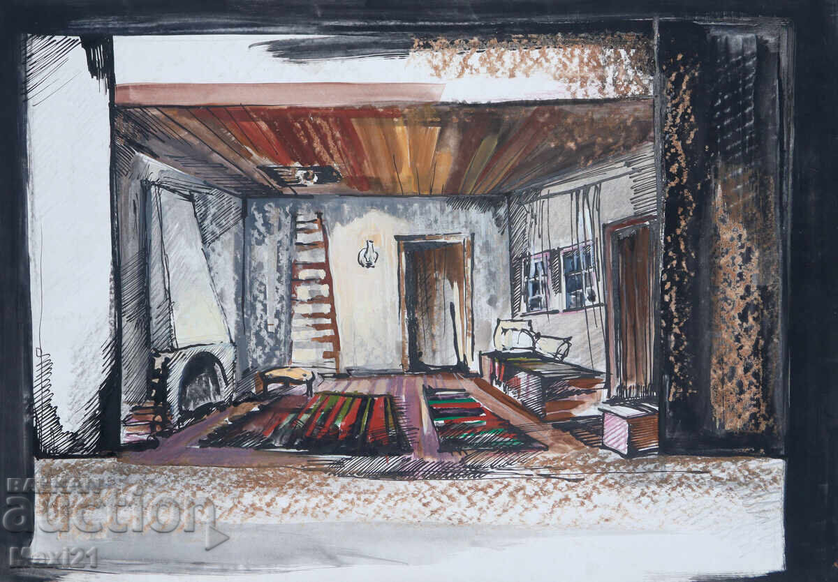 Картина гваш сценография декор