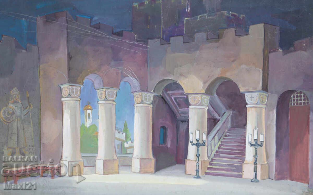 Gouache painting, scenography, interior - 5