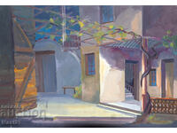 Gouache painting, scenography, interior