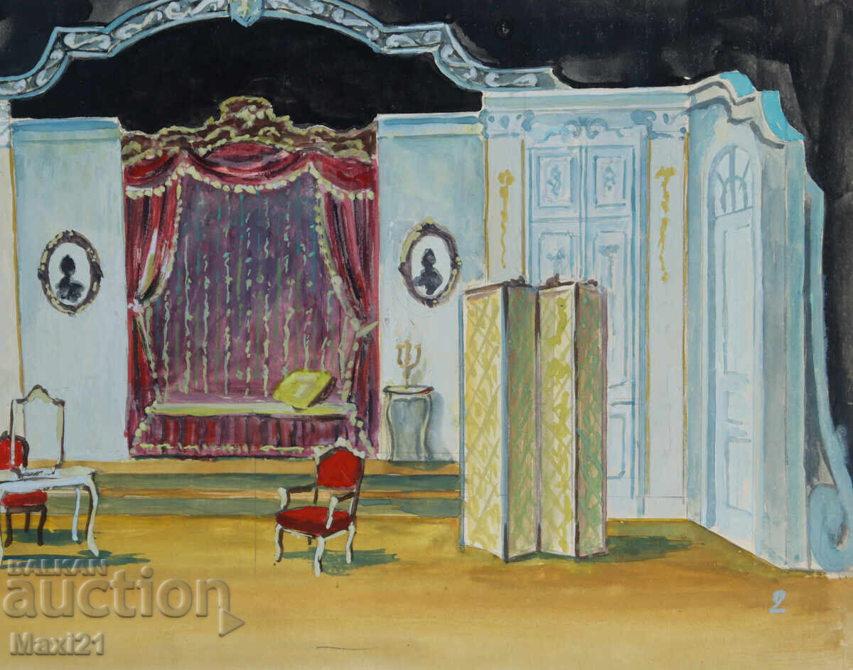 Delivery of Gouache painting, scenography, decor