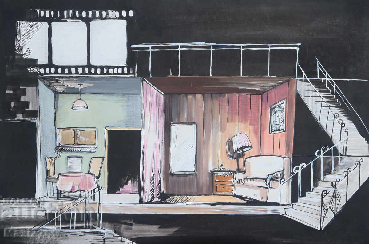 Έργο γκουάς σκηνικού ντεκόρ με τιμή 150.00 BGN | € 76.69