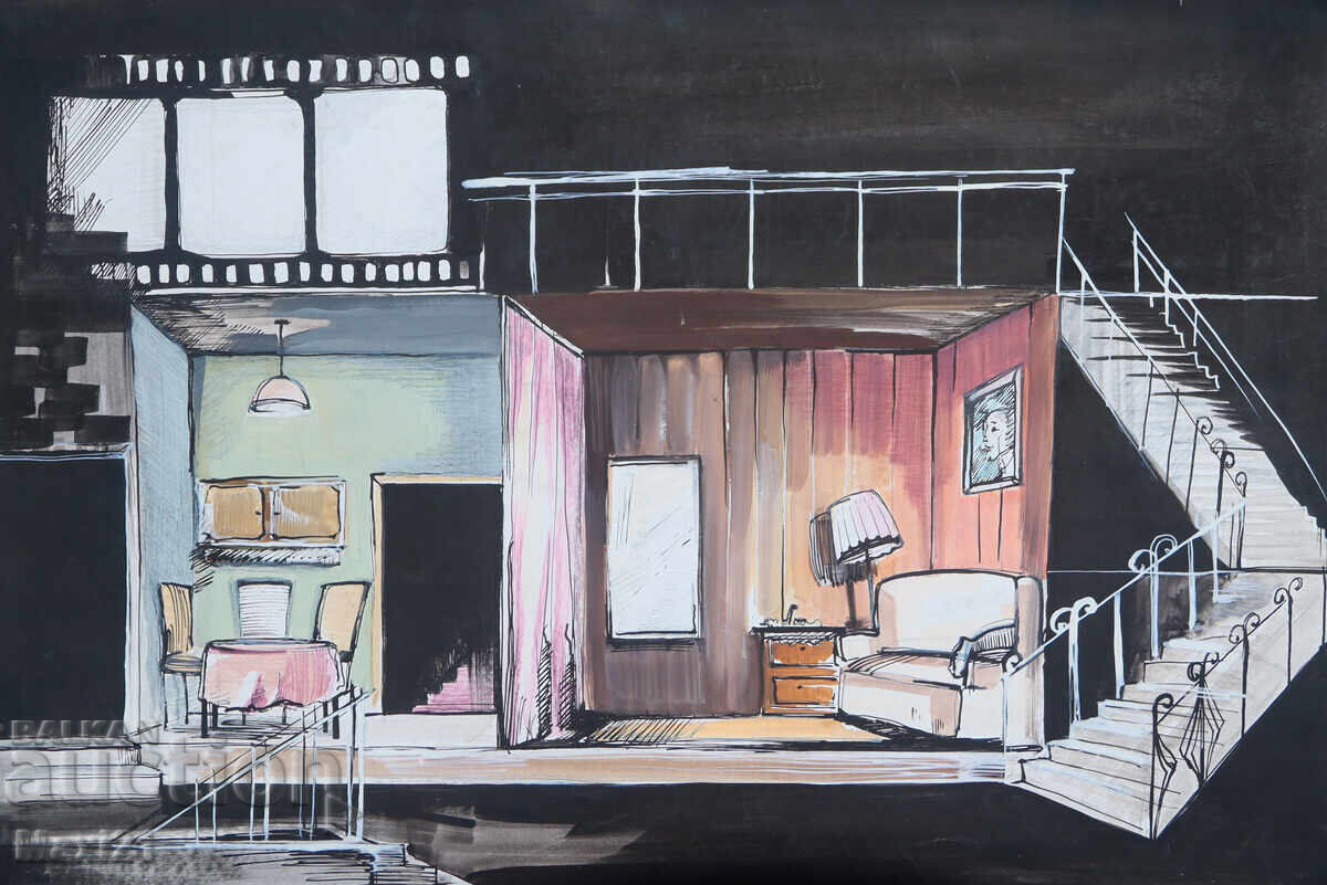 Έργο γκουάς σκηνικού ντεκόρ