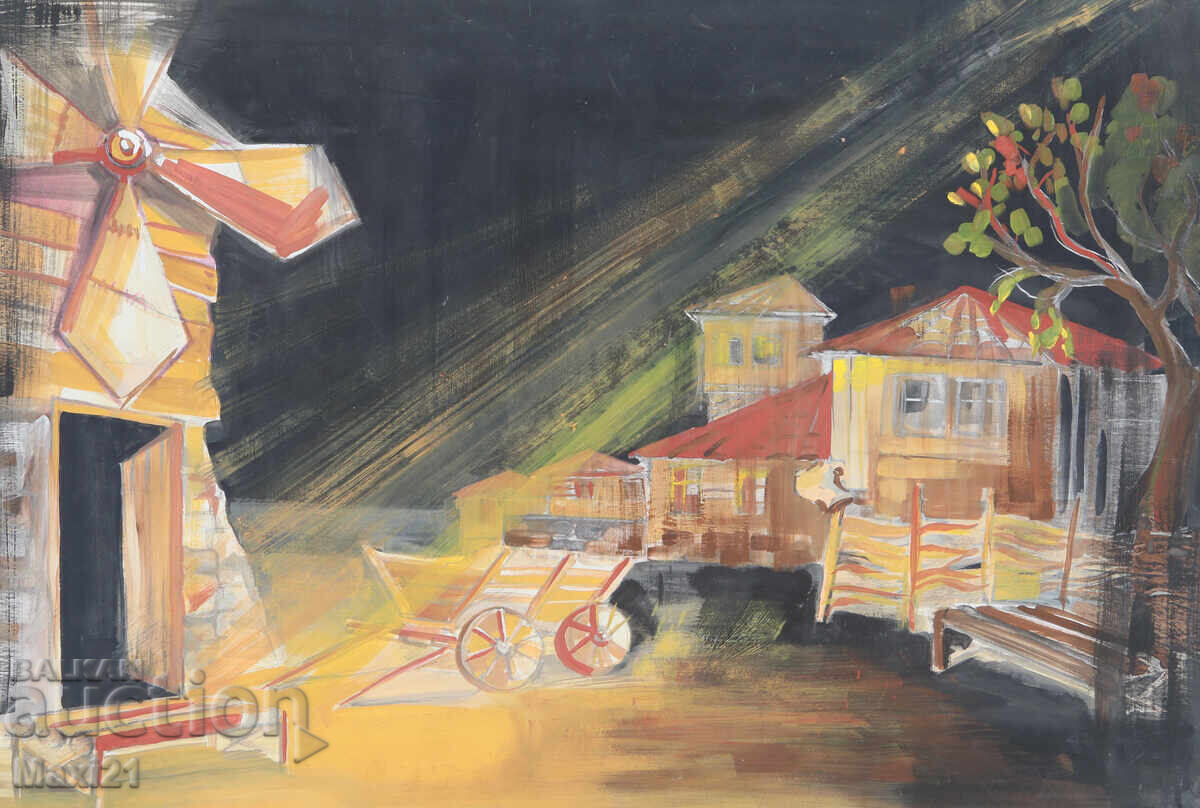 Картина гваш сценография декор