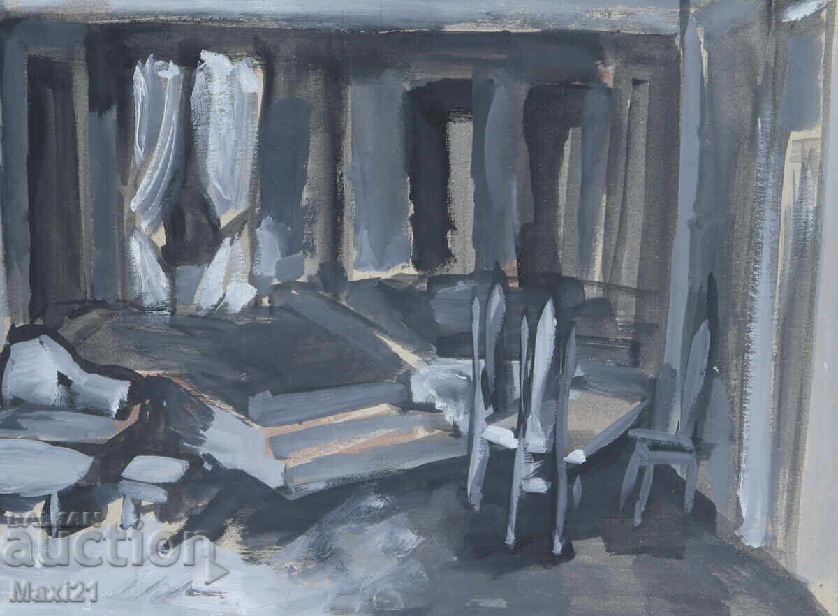 Gouache painting, scenography, interior - 6