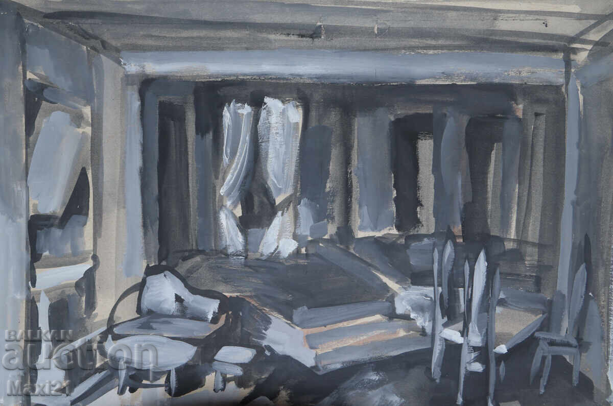 Gouache painting, scenography, interior - 7