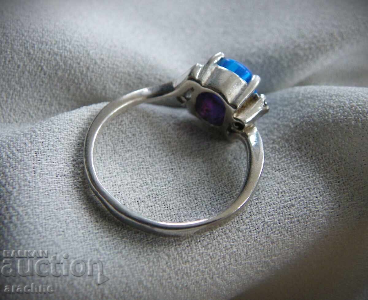 Ασημένιο δαχτυλίδι αντίκα με φυσικό οπάλιο - 5 Ασημένιο δαχτυλίδι αντίκα με φυσικό οπάλιο - 5