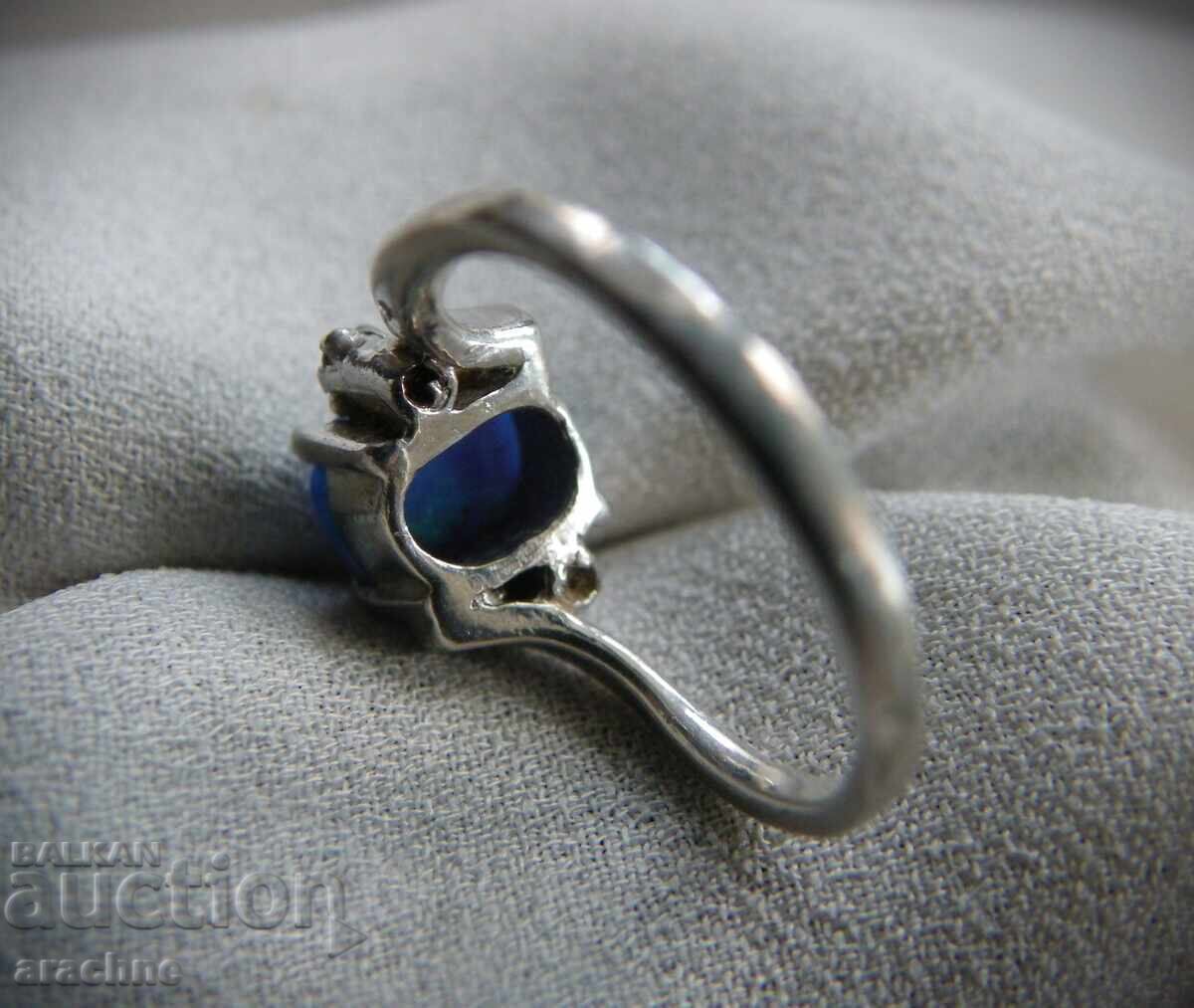 Ασημένιο δαχτυλίδι αντίκα με φυσικό οπάλιο - 6 Ασημένιο δαχτυλίδι αντίκα με φυσικό οπάλιο - 6